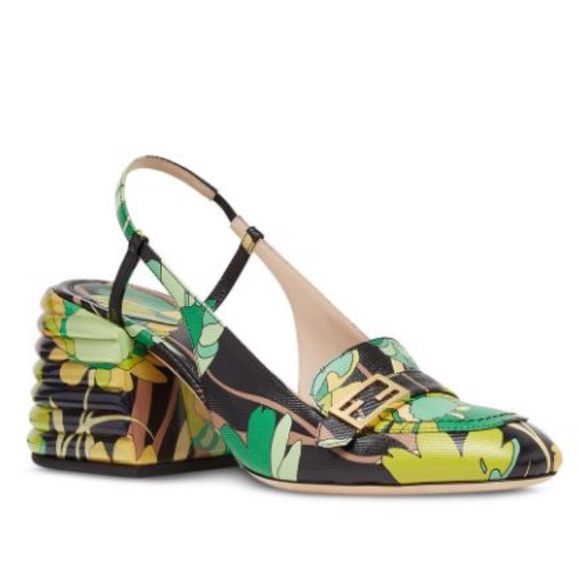 Fendi Shoes - Fendi Promenade floral-print slingback loafers